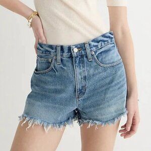 J CREW RELAXED DENIM SHORTS MEDIUM WASH RAW HEM 28 NEW